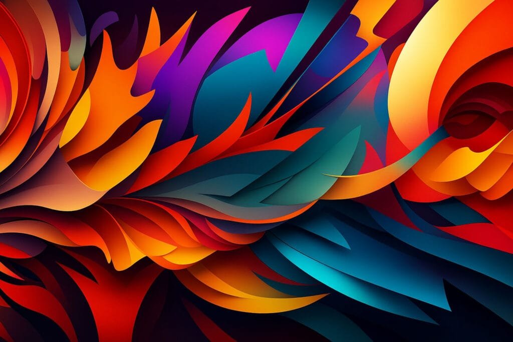 Dynamic flame-like shapes reflecting responsible AI innovation