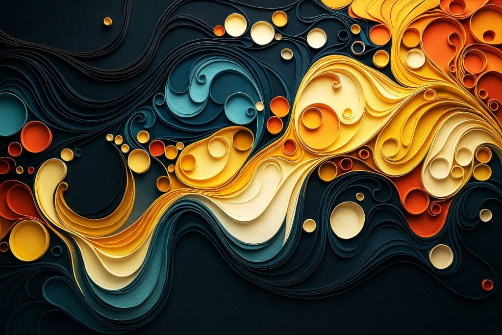 AI training for SMEs workshop collaboration represented through flowing abstract design.