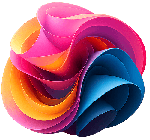 Continuous learning and skill development illustrated through colourful flowing ribbons