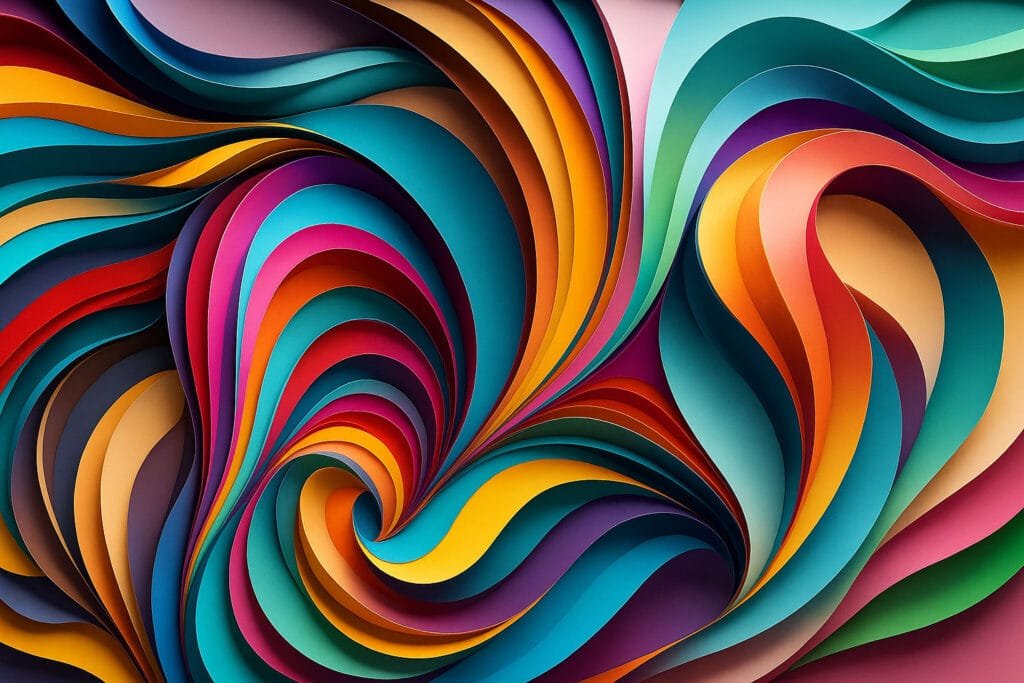 Swirling artwork conveying complexity and clarity in AI ethics